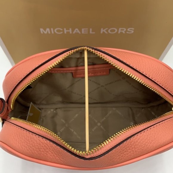 MICHAEL KORS Jet Set Medium Embossed Pebbled Leather Crossbody Bag Sherbert - Picture 11 of 16